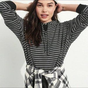 Must-Have Hooded Oversized Waffle T-Shirt - Navy Stripe - Size XL